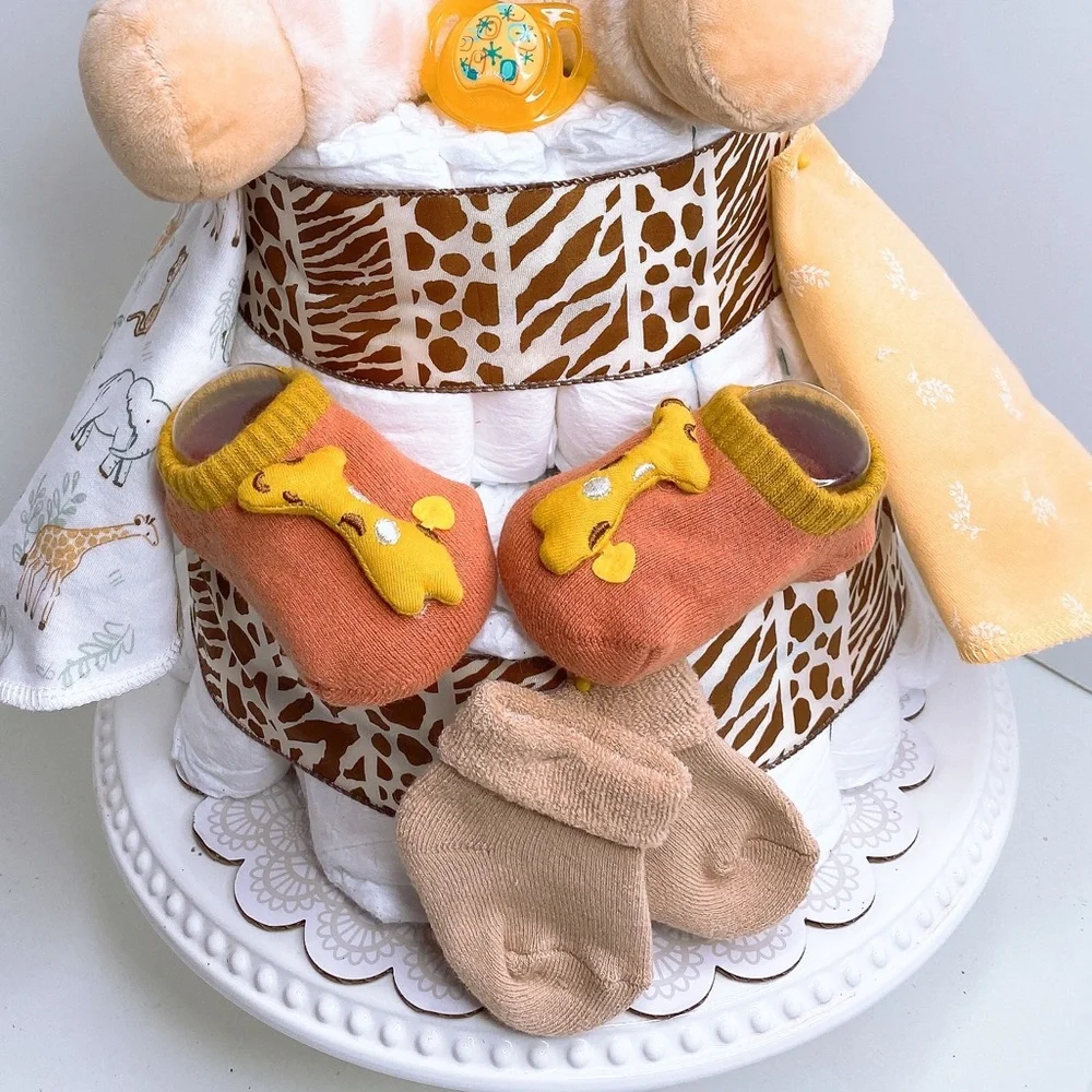 Giraffe Diaper Cake, Safari Themed